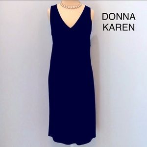 💯✅ AUTHENTIC DONNA KAREN BLACK V-NECK DRESS